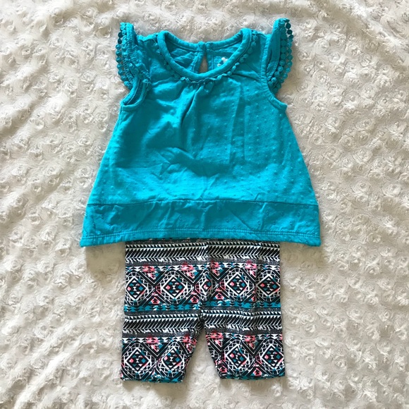 Koala Kids Other - Koala Kids 6-9 Month Short Set Outfit Turquoise